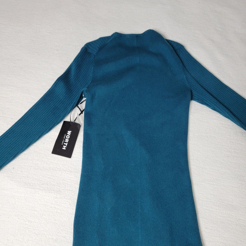 Worth New York Sweater Womens Sz P Lightweight Teal Green Silk Blend Academia - Picture 13 of 16